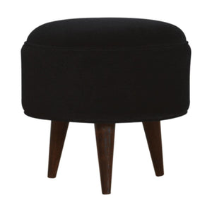 Black Velvet Nordic Style Footstool | Distinctive Detail | Versatile Home Furniture