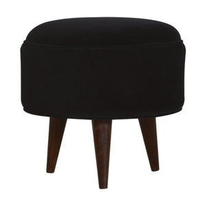 Black Velvet Nordic Style Footstool | Distinctive Detail | Versatile Home Furniture