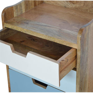 Blue Gradient Bedside Table | 3 Drawers | Solid Mango Wood