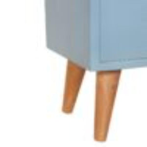 Blue Hand-Painted Bedside Table | Solid Mango Wood | Artisan Pattern | Bedroom Storage