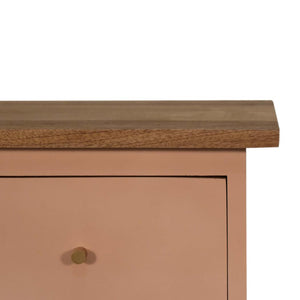 Blush Pink Hand Painted Bedside Table | Solid Mango Wood | Oak Finish | 2 Drawer Nightstand