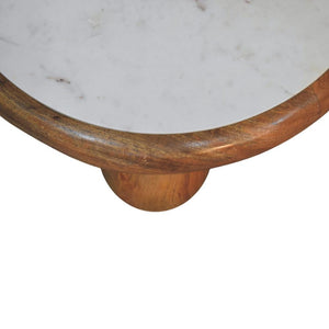 Bola Round Coffee Table | Solid Mango Wood | Marble Top | Oakish Finish