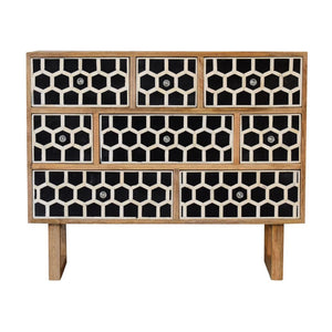 Bone Inlay Chest of Drawers | Solid Mango Wood | U-Shape Design | Hand-Inlaid Fronts