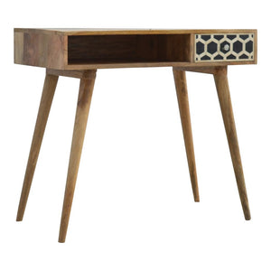 Bone Inlay Writing Desk | Decorative Pattern | Statement Home Office Table