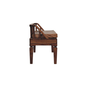 Bordeaux Leather Bench | Solid Mango Wood | Brown Leather Upholstery | Padded Hallway Seat