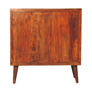 Botanic Floral Storage Cabinet | Solid Neem Wood | Chestnut Finish | Carved Door Storage