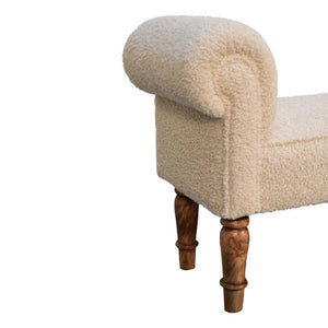 Bouclé Cream Bench | Textured Upholstery | Bedroom & Living Room Seating