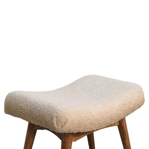 Bouclé Cream Curved Bench | Textured Upholstery | Sculptural Accent Seating