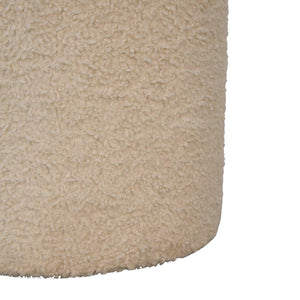 Bouclé Cream Round Footstool | Textured Upholstery | Compact Accent Stool