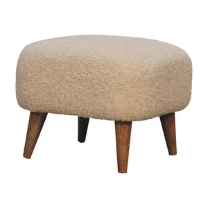 Bouclé Cream Square Footstool | Textured Upholstery | Compact Accent Stool