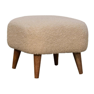 Bouclé Cream Square Footstool | Textured Upholstery | Compact Accent Stool