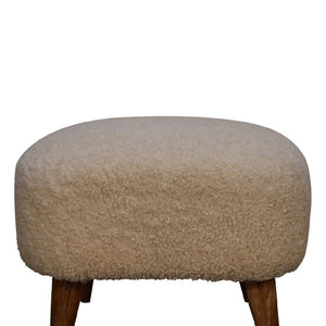 Bouclé Cream Square Footstool | Textured Upholstery | Compact Accent Stool