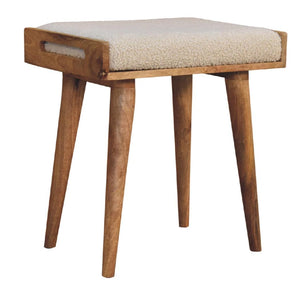 Boucle Cream Tray Style Footstool | Cream Bouclé Upholstery | Artisan-Crafted Design