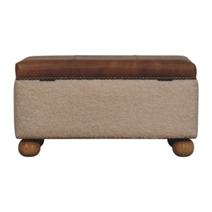 Bouclé Lift-Up Storage Ottoman | Textured Upholstery | Hidden Storage