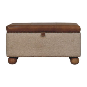 Bouclé Lift-Up Storage Ottoman | Textured Upholstery | Hidden Storage