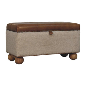 Bouclé Lift-Up Storage Ottoman | Textured Upholstery | Hidden Storage