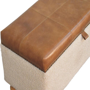 Bouclé Lift-Up Storage Ottoman | Textured Upholstery | Hidden Storage
