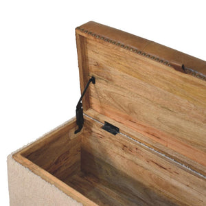 Bouclé Lift-Up Storage Ottoman | Textured Upholstery | Hidden Storage
