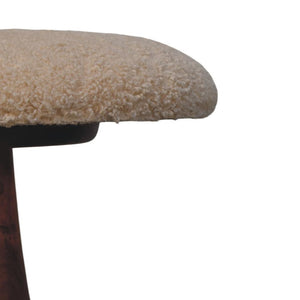 Boucle Teak Accent Stool | Soft Texture | Natural Timber Accent Seating