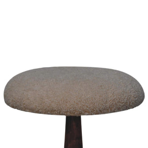 Boucle Teak Accent Stool | Soft Texture | Natural Timber Accent Seating
