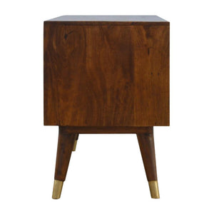 Brass Inlay Mango Wood Media Unit | 4 Drawers & Open Shelves