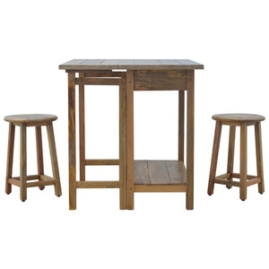 Breakfast Table Set | Table with 2 Stools | Compact Dining Furniture