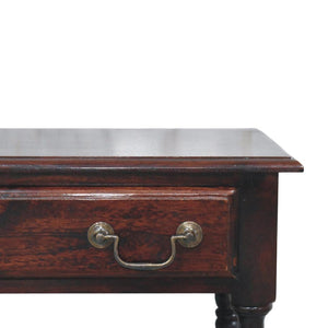 Briar Turned Leg Side Table | Solid Mango Wood | One Drawer | Winewood Oak Finish