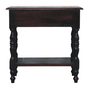 Briar Turned Leg Side Table | Solid Mango Wood | One Drawer | Winewood Oak Finish