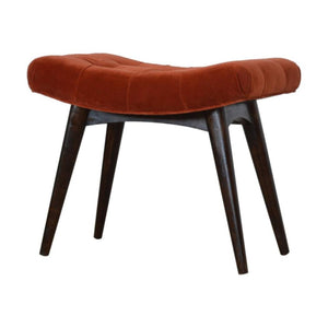 Brick Cotton Velvet Curved Bench | Upholstered Accent Seat | Bedroom & Hallway