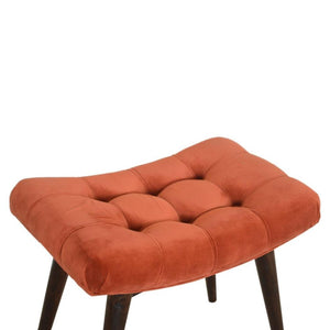 Brick Cotton Velvet Curved Bench | Upholstered Accent Seat | Bedroom & Hallway