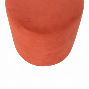 Brick Red Upholstered Footstool | Gold Metal Base | Compact Accent Seating