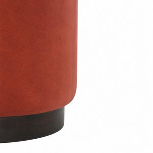 Brick Red Upholstered Footstool | Gold Metal Base | Compact Accent Seating