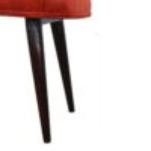 Brick Red Velvet Deep Button Bench | Cotton Velvet | Solid Mango Wood Frame | Statement Seating