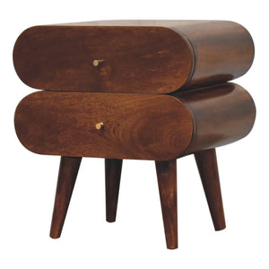 Bubble Bedside Table | Chestnut Finish | Rounded Sculptural Design