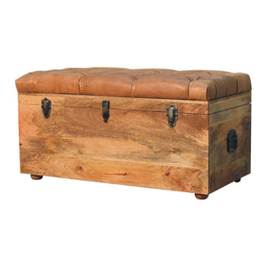 Buffalo Hide Oak-Inspired Storage Trunk | Artisan-Crafted Design