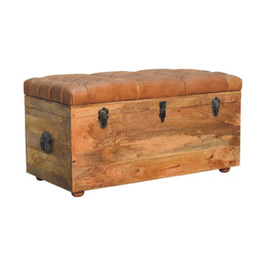 Buffalo Hide Oak-Inspired Storage Trunk | Artisan-Crafted Design