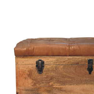 Buffalo Hide Oak-Inspired Storage Trunk | Artisan-Crafted Design