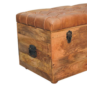 Buffalo Hide Oak-Inspired Storage Trunk | Artisan-Crafted Design