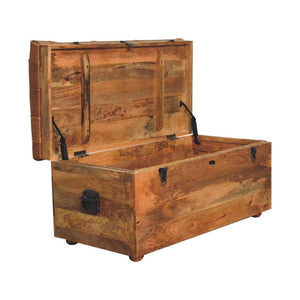 Buffalo Hide Oak-Inspired Storage Trunk | Artisan-Crafted Design