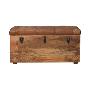 Buffalo Hide Oak-Inspired Storage Trunk | Artisan-Crafted Design