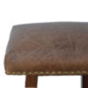 Buffalo Leather Bar Stool | Brass Detail | Statement Kitchen Seating
