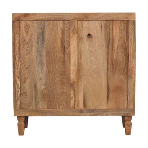 Cadiz Carved Block Cabinet | Solid Mango Wood | Golden Teak Finish | 2 Door Storage Cabinet