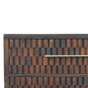 Cadiz Carved Chest of Drawers | Solid Mango Wood | Velvet Mocha Finish | 3 Drawer Storage Dresser