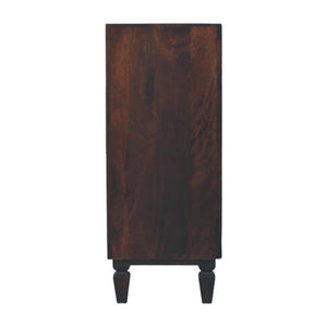 Cadiz Carved Chest of Drawers | Solid Mango Wood | Velvet Mocha Finish | 3 Drawer Storage Dresser
