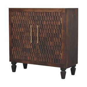 Cadiz Carved Panel Cabinet | Artisan-Style Timber Storage | Decorative Accent Cupboard