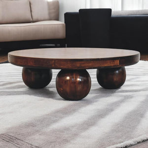 California Walnut Central Table | Ball Feet | Solid Wood Coffee Table