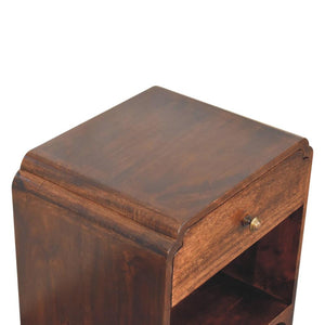 California Walnut Newton Bedside Table | Solid Mango Wood | California Walnut Finish | 1 Drawer with Open Shelf