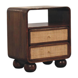 California Walnut Rattan Bedside Table | Textured Design