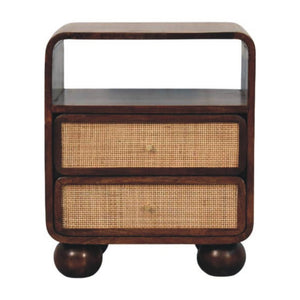 California Walnut Rattan Bedside Table | Textured Design