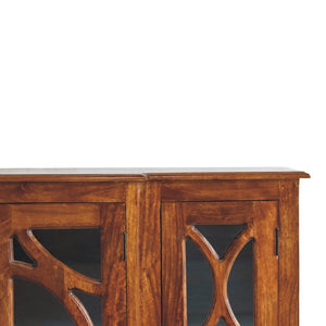 Carved Glazed Sideboard | Chestnut Finish | Decorative Dining Storage